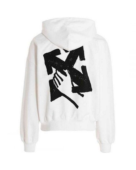 Off-White c/o Virgil Abloh White Arrow Graphic-print Relaxed-fit Cotton-jersey Hoody for men