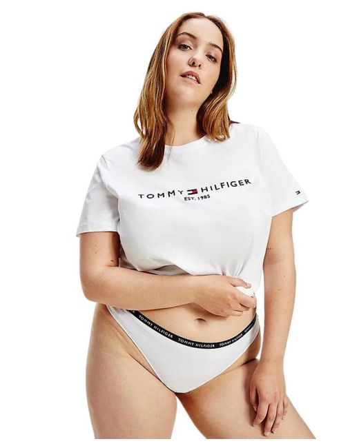Tommy Hilfiger White Uw0Uw03296 Recycled Essentials Thong Curve 3 Pack
