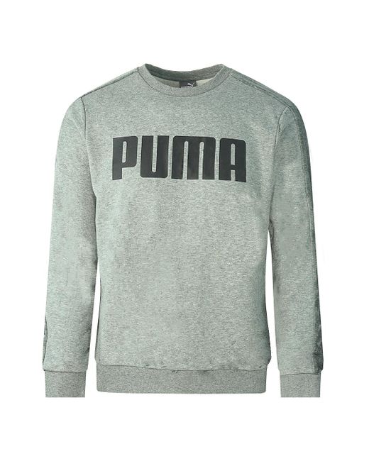 PUMA Gray Velvet Taped Logo Grey Sweatshirt for men
