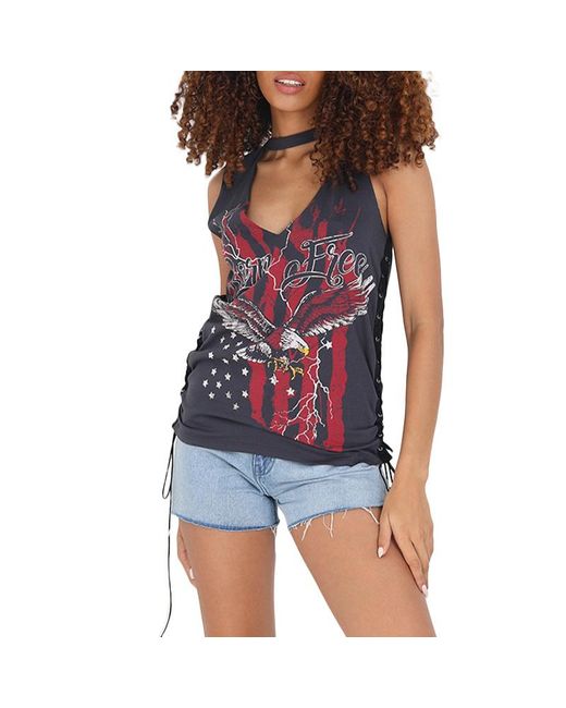 Brave Soul Blue Diana Short Sleeve T Shirt Casual Tops Drawstring Blouse Tee