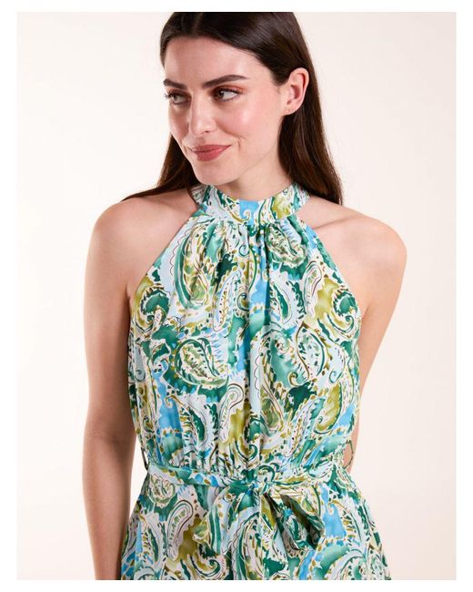 Blue Vanilla Green Halter Neck Paisley Maxi Dress
