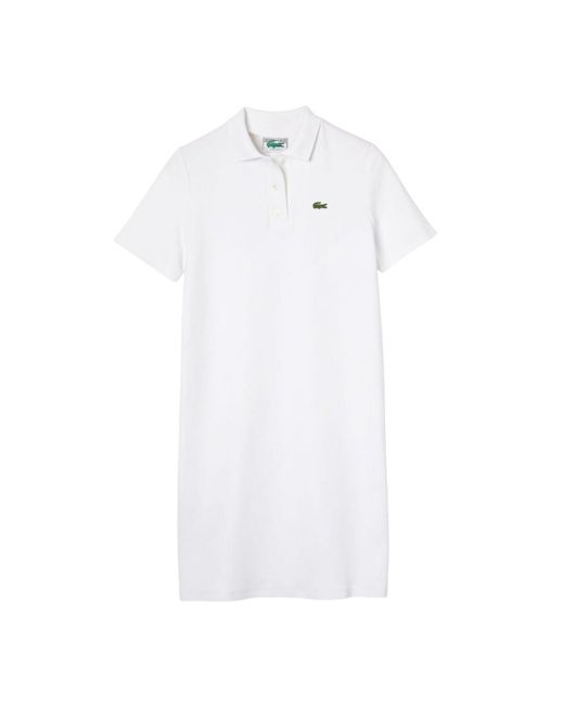 Lacoste White Polo-Kleid Für Damen, Piqué Glockenärmel