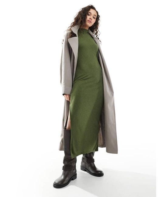 Vero Moda Green Rib Jersey Maxi Dress