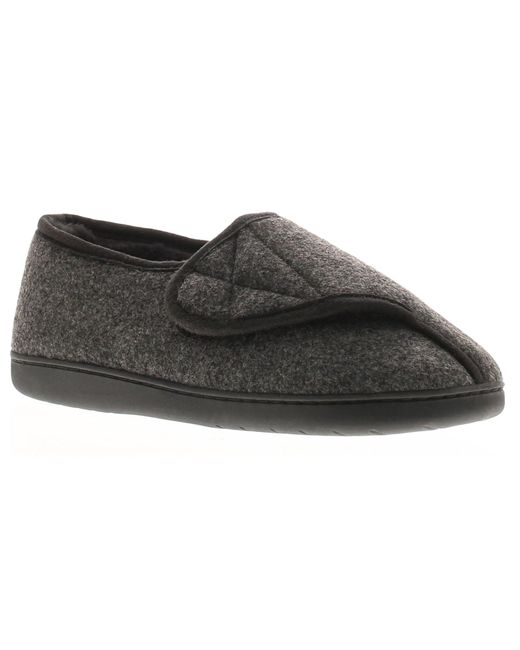 Dr Keller Black Slippers Wide Opening Vince Touch Fastening Textile for men