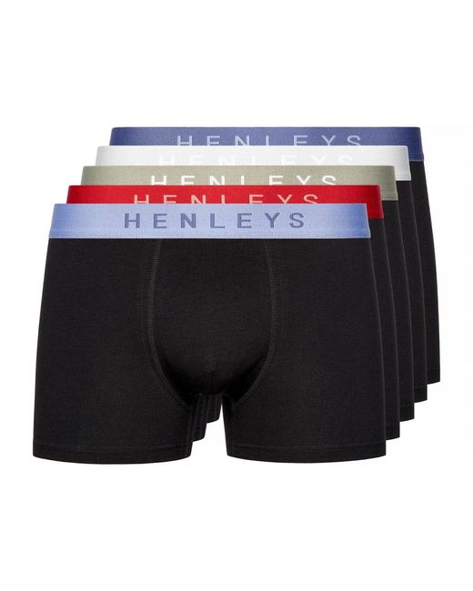 Henleys Blackiris Boxer Shorts 5Pk for men