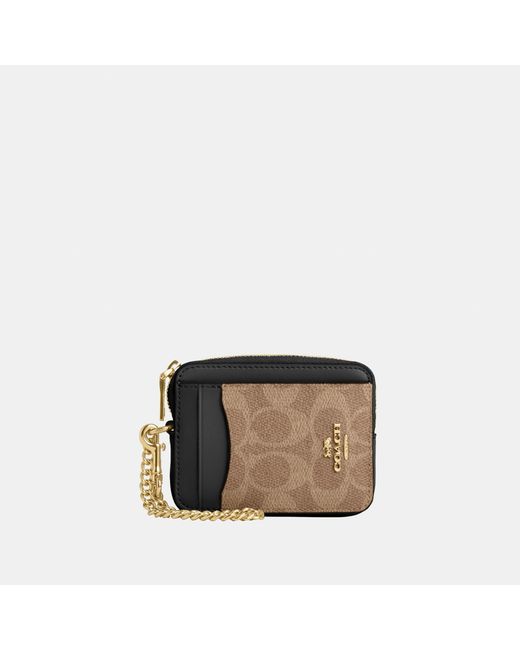 COACH White Zip Card Case