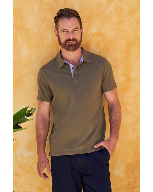 Mountain Warehouse Green 'Hasst Ii' Polo With Button Neck Cotton Sun Protection Casual Tee for men