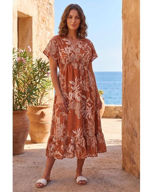 Roman Orange Petite Boho Broderie Dress