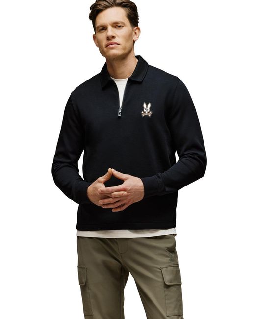 Psycho Bunny Black Daniel Quarter Zip Sweatshirt for men