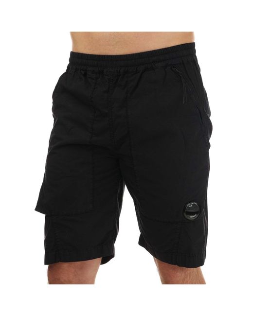 C P Company Black Rip-Stop Shorts for men