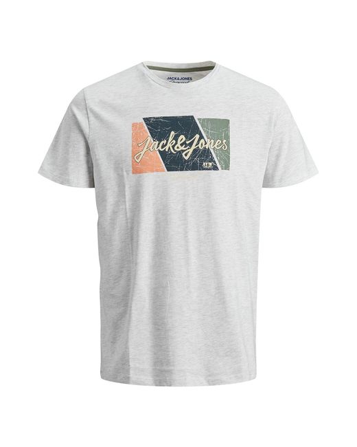 Jack & Jones White Jack&Jones Logo Casual T-Shirt Soft Cotton Crew Neck Short Sleeve for men