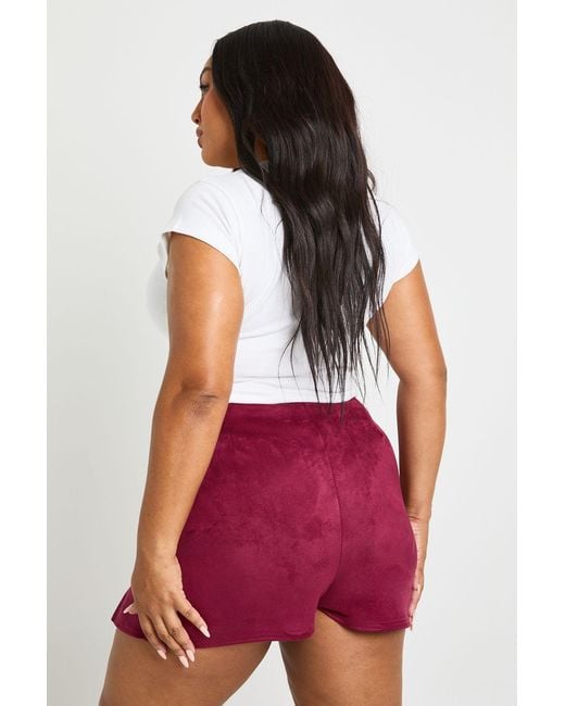 Boohoo Red Plus Suede Wrap Skort