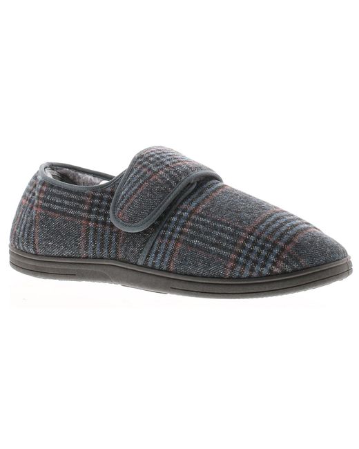 Dr Keller Gray Slippers Touch Fastening David Textile for men