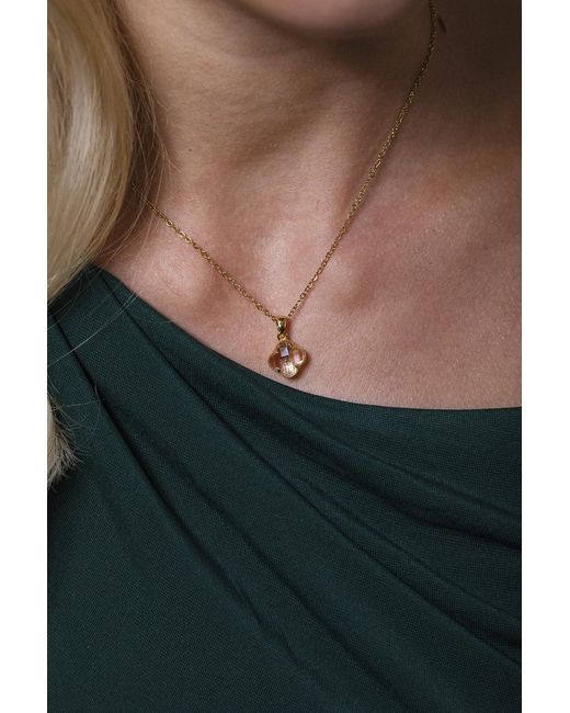 SVNX Green Blush Clover Crystal Pendant Necklace