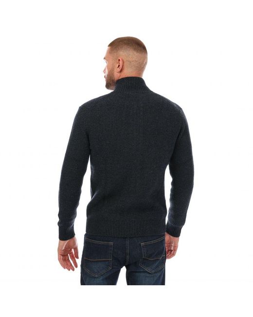 Lyle Scott And Knitted Rib Zip Through Cardigan in Black for Men