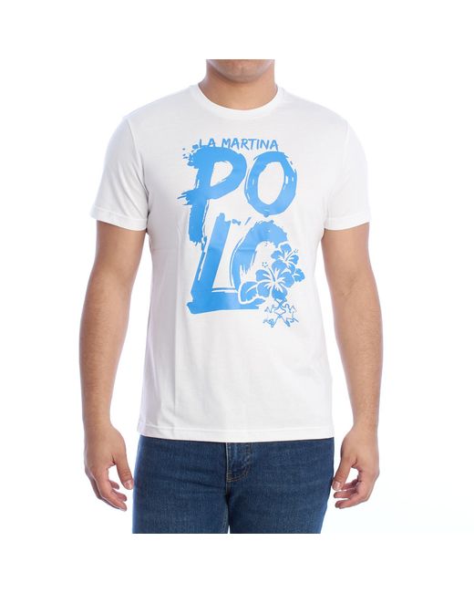 La Martina Blue Ymr323-Js206 Regular Fit Short Sleeve T-Shirt for men