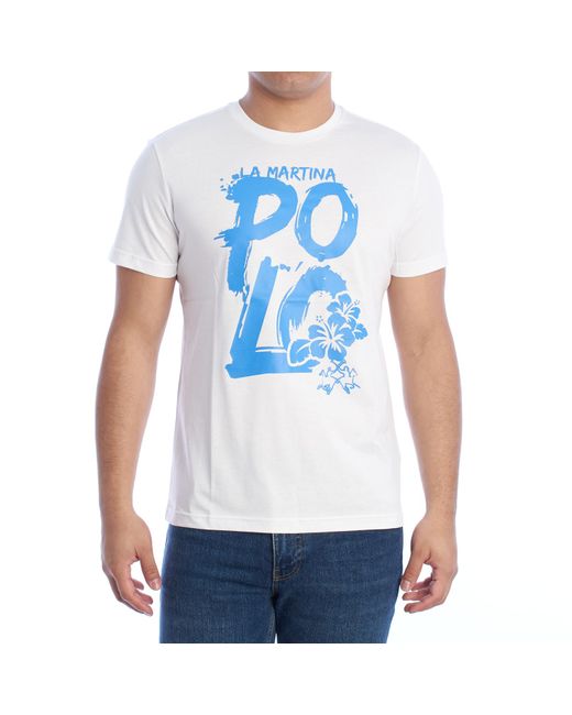 La Martina Blue Ymr323-Js206 Regular Fit Short Sleeve T-Shirt for men