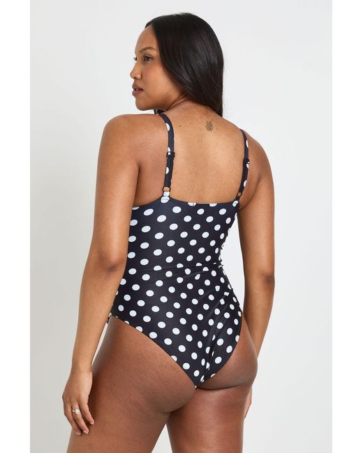 Boohoo Black Maternity Polka Dot Scoop Neck Swimsuit