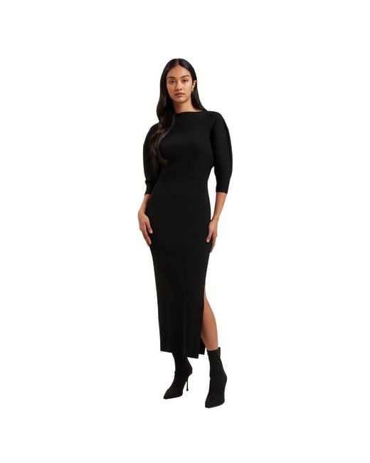 Ted Baker Black Vanitha Sculptured Rib Knitted Maxi Dress
