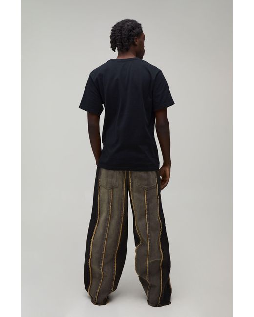 BoohooMAN Black Baggy Rigid Frayed Edge Jeans for men