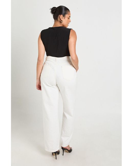 Boohoo White Plus Slinky Ruched V Neck Bodysuit