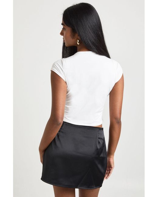 Boohoo White Satin Drape Front Mini Skirt