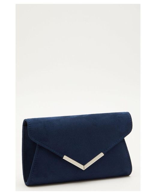 Quiz Blue Navy Faux Suede Envelope Bag