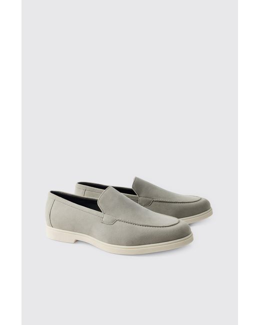 BoohooMAN Gray Faux Suede Loafer for men