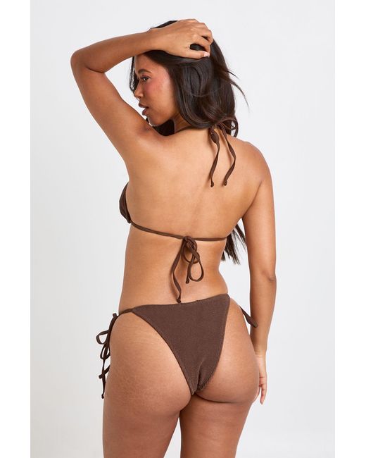 Boohoo Black Textured Triangle Bikini Top