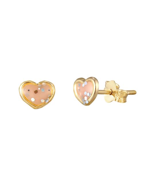 The Jewellery Stockroom Metallic 9Ct 4Mm Glitter Heart Enamel Stud Earrings