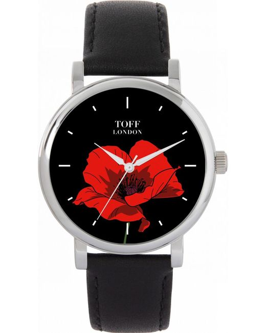 Toff London Black Tlws-32840 Ladies Poppy Flower Watch