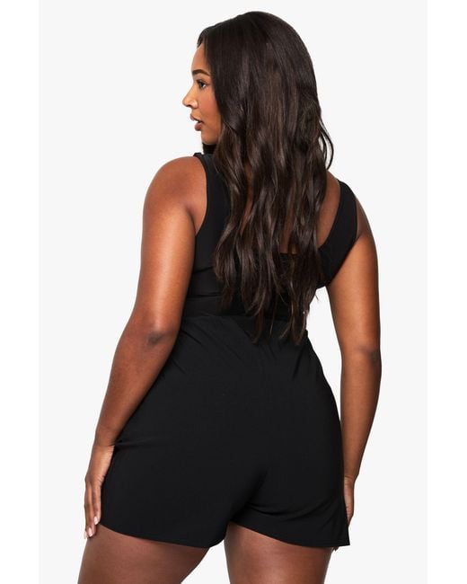 Boohoo Black Plus Bengaline Wrap Skort