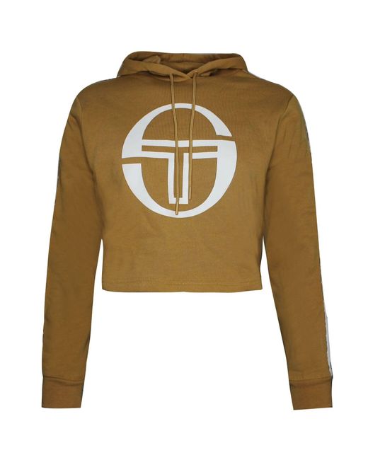 Sergio Tacchini Green Goran Hoodie Cropped Sweatshirt Jumper 38072 499 Textile