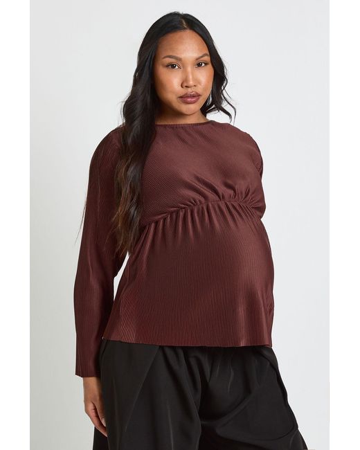 Boohoo Red Maternity Plisse Smock Top