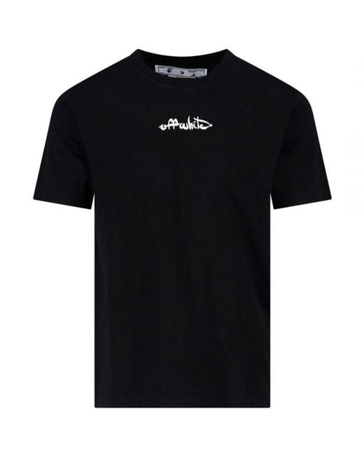 Off-White c/o Virgil Abloh Black Off- Script Logo Slim Fit T-Shirt for men
