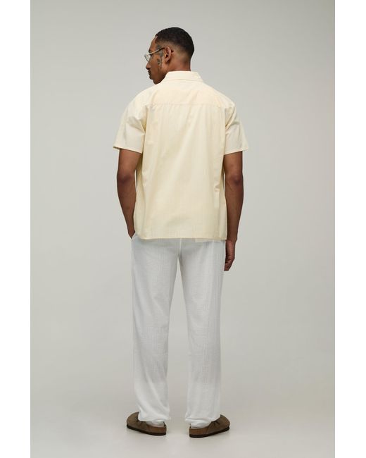 BoohooMAN Natural Regular Fit Embroidered Short Sleeve Shirt for men