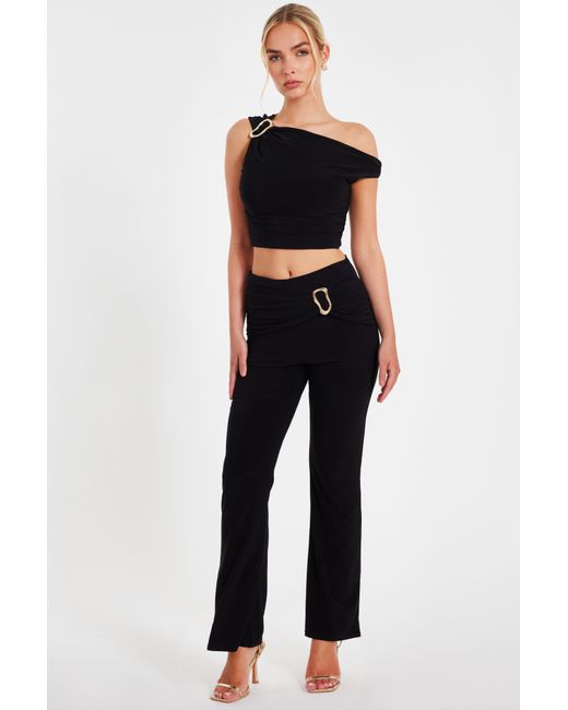 Quiz Blue Buckle Detail Trousers