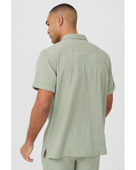 Brave Soul Green Short Sleeve Button-Up Shirt With Chest Pocket for men