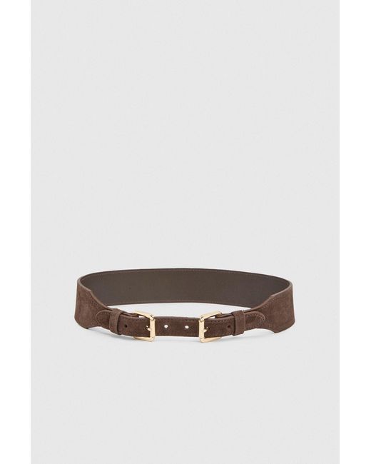 Karen Millen Pink Double Buckle Suede Belt