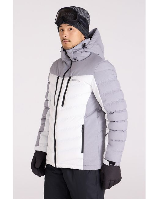 Mountain Warehouse White 'Vulcan' Padded Ski Jacket Snow Proof Breathable Winter Coat for men