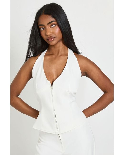 Boohoo White Halterneck Tailored Waistcoat