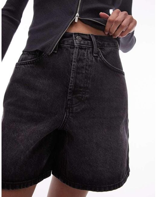 TOPSHOP Black Editor Denim Shorts