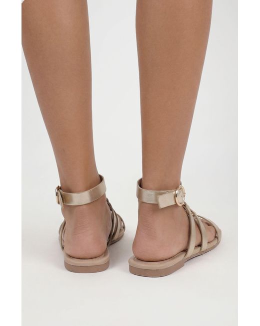 Boohoo Pink Gladiator Ring Hardware Detail Sandals