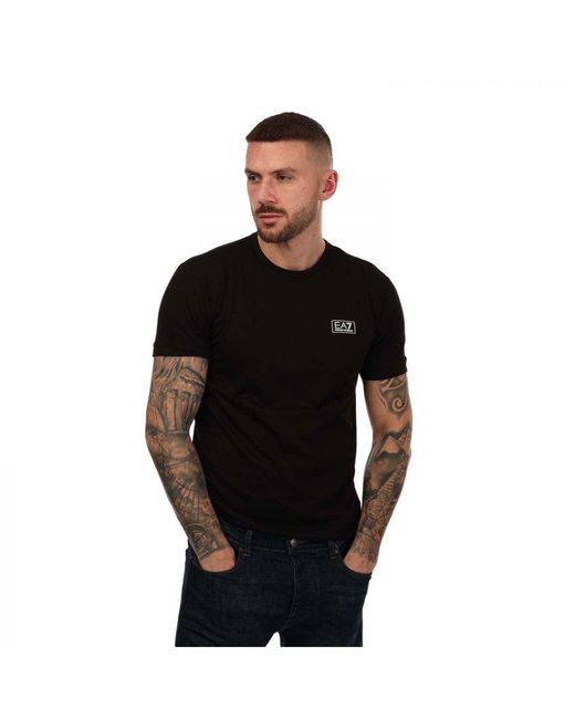 EA7 Black Emporio Armani Train Logo Series Back Tape T-Shirt for men