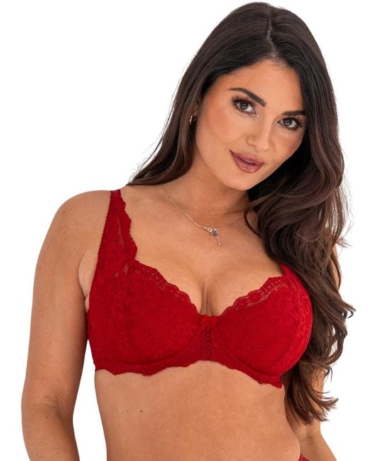 Pour Moi Red Fleur Lightly Padded High Apex Bra