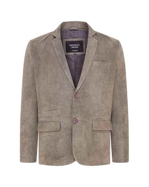 Infinity Leather Gray Italian Suede Blazer Jacket for men