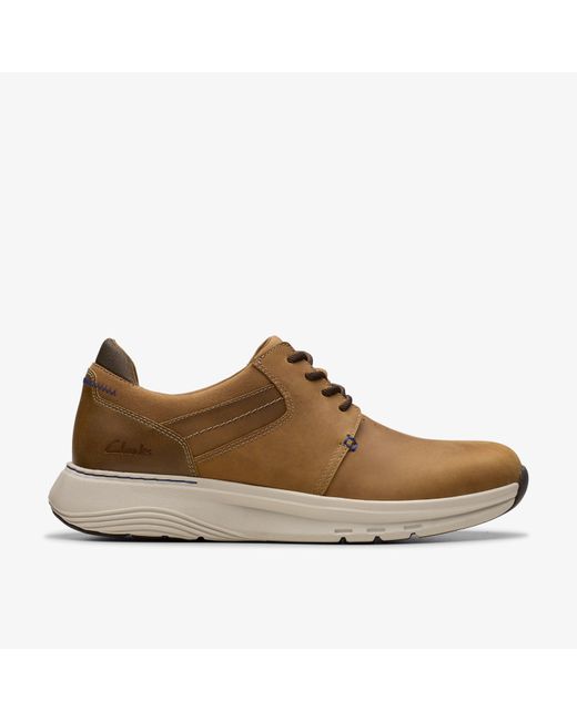 Clarks Brown Motion Trek Pt Dark Tan Lea Trainers for men