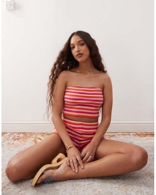 Reclaimed Vintage Pink Bandeau Top Co-Ord