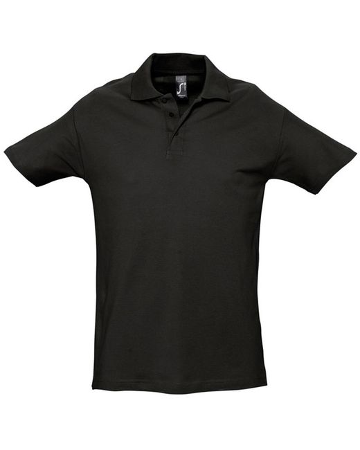 Sol's Black Spring Ii Short Sleeve Heavyweight Polo Shirt Cotton for men