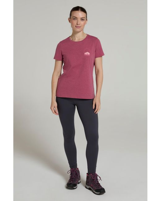 Mountain Warehouse Red 'Mountain Scene' Printed T-Shirt Cotton Jersey Casual Tee